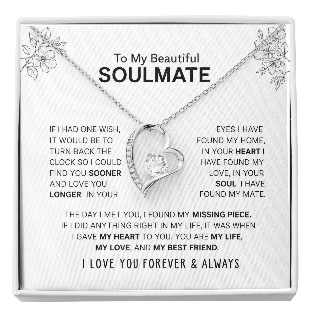 To My Beautiful Soulmate - Forever Love Necklace